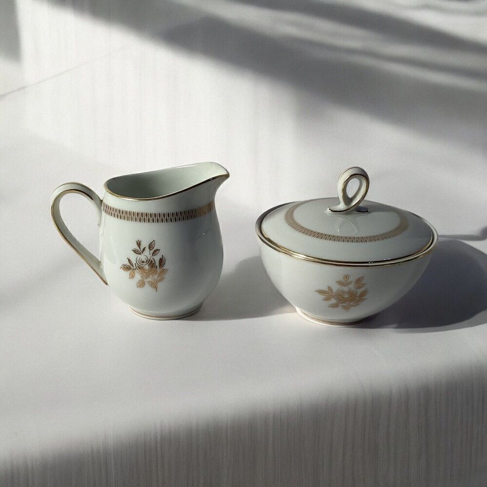 Mikasa Enchanting Rose Sugar Bowl & Creamer Set Fine China